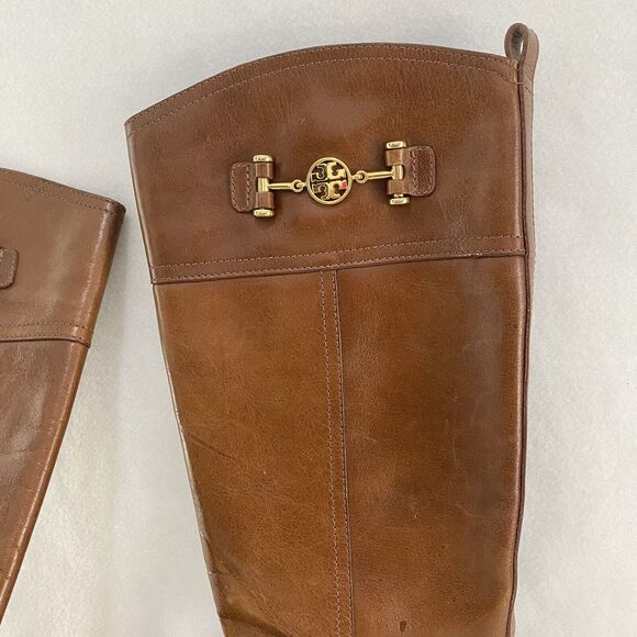 $495 TORY BURCH Nadine BROWN LEATHER Horse Bit Equestrian BOOTS Size 11 #5207 - Picture 12 of 16
